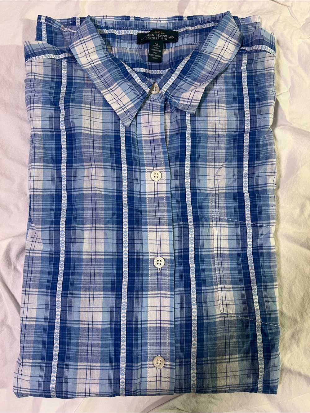 Polo by Ralph Lauren Blue & White Plaid long sleeve Button-Up Shirt